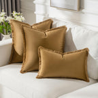 Futei Brown Boho Throw Pillow Covers With Tassels 26X26 Inch Set Of 2,Soft Velvet Decorative Euro Pillow Shams,Home Decor For Co