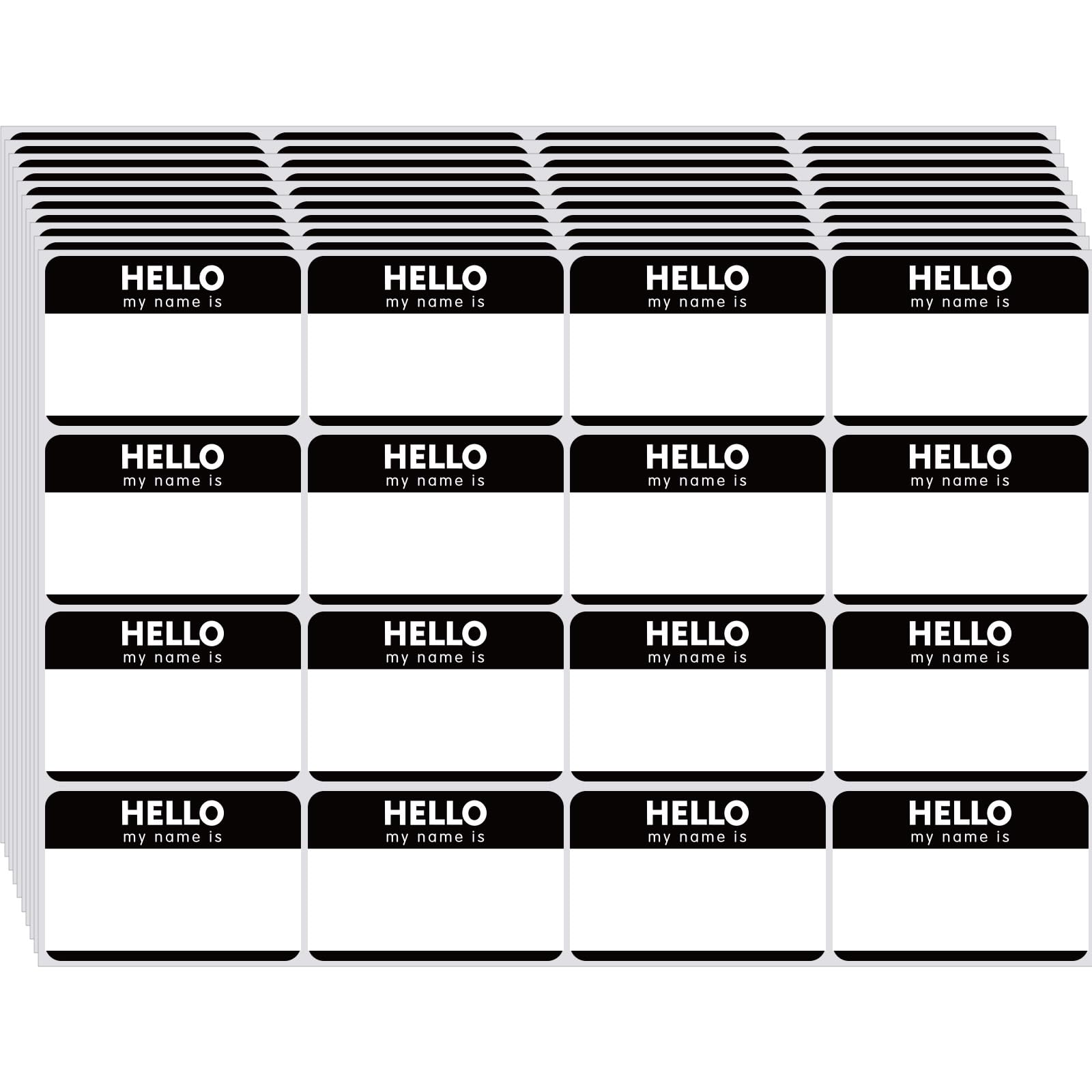 Zacool 480 Pcs Black Name Tag Stickers (3 'X 2') Identification Badges,Peel And Stickers 'Hello My Name Is' Name Tags Sticke