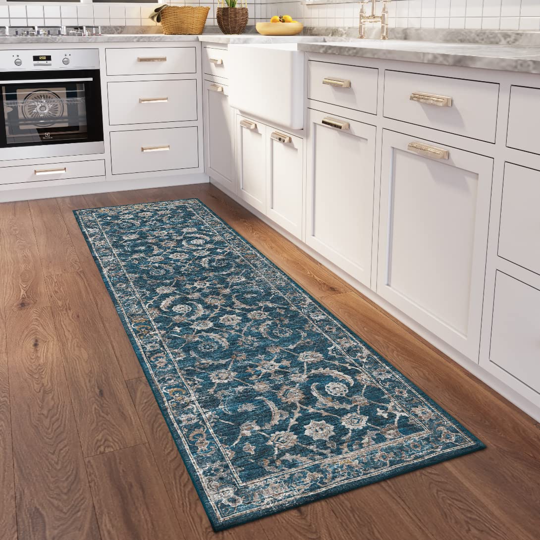 Dalyn Rugs Jericho Jc4 Navy 2'6&quot; X 12' Rectangle Soft Runner Rug, Easy Clean, Non Shedding, Bedroom, Entry, Living Room, Dining Room, Kitchen Rug