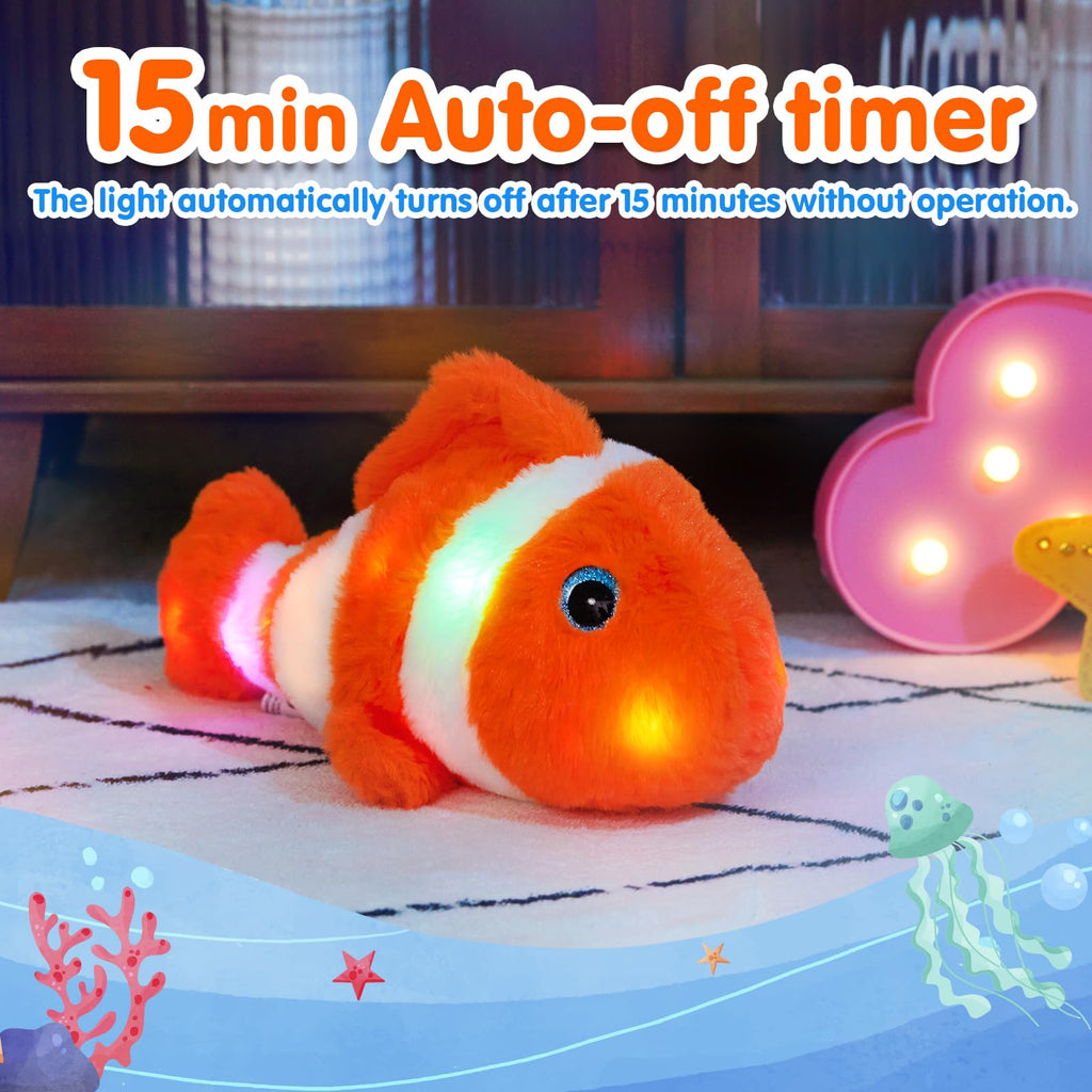 Glow Guards 12' Glowing Goldfish Plush Light Up Stuffed Animals Soft Plush Pillow Birthday Gifts For Toddler Kids Girls Boys Fr