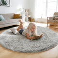 yulidayang Soft Round Area Rug for Kids Bedroom, Fluffy Fuzzy Shaggy Rug 3'X3'for Living Room, Non Slip Circle Plush Rug for Gir