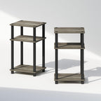 Furinno Just 3-Tier Turn-N-Tube Open Storage Nightstand, 2-Pack, Plastic Poles, French Oak/Black