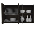 FM FURNITURE Yuma 59 Wall Cabinet, with Two Close cabinets and Two Open Shelves - Black Wengue. for Kitchen Room