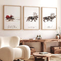 JarThenaAMCS 3Pcs Large Christmas Canvas Wall Art Prints Santa Claus with Sleigh Deer Art Poster Winter Xmas Wall Decor for Gall