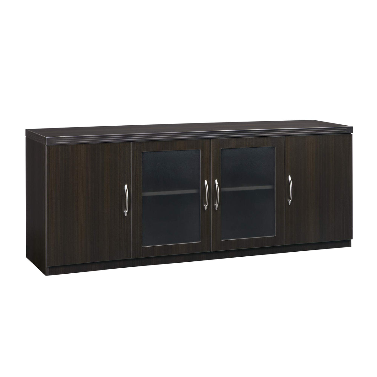 Safco Mayline Alcldc Aberdeen Low Wall Cabinet With 2 Glass And 2 Wood Doors, Mocha Tf