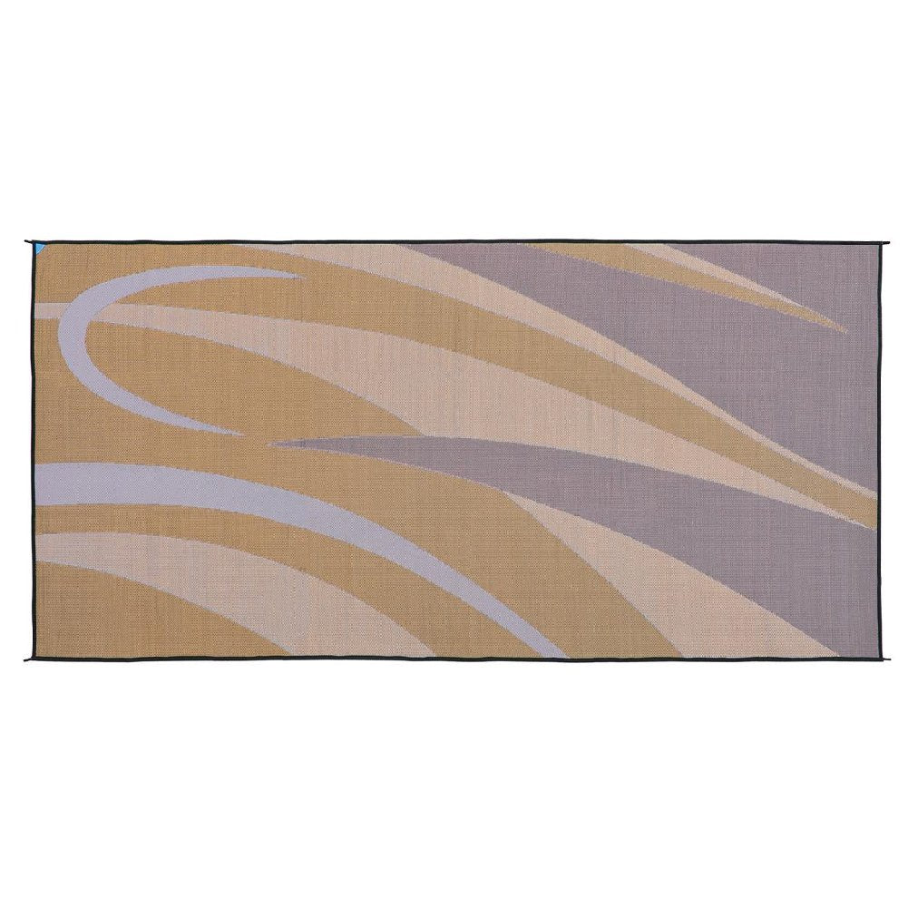 Ming'S Mark Gb7 Stylish Camping Reversible Graphic Patio Mat - 8' X 16', Brown/Gold