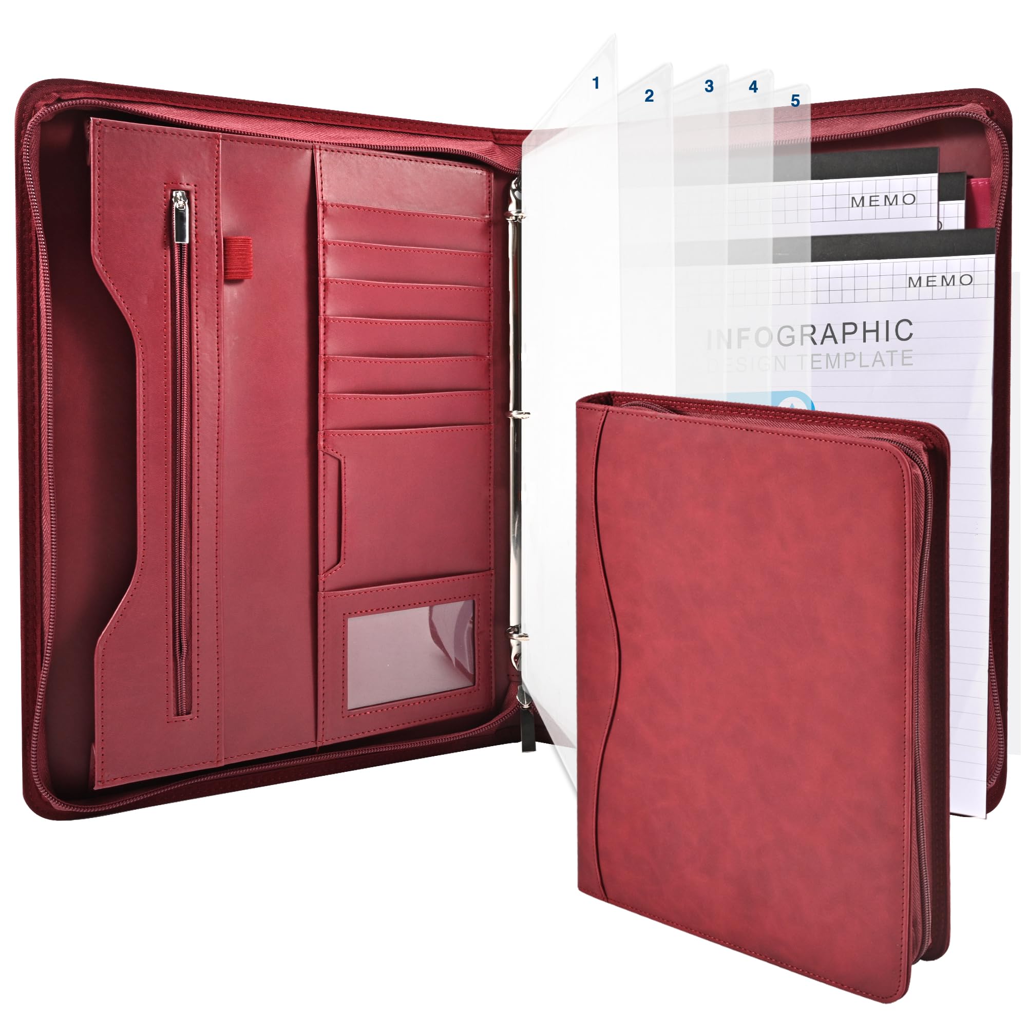 Sbrinnaliao Padfolio Portfolio Folder Binder-Organizer Planner Notebook Zippered Portfolio Padfolio For Women & Men With Documen