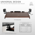 Vivo Small Clamp-On Computer Keyboard And Mouse Under Desk Slider Tray, 20 X 11 Inch Pull Out Platform Drawer, Dark Wood, Mount-