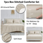 Cozylux Beige Comforter Set Queen 7 Pieces Beige Queen Comforter Set Cream Off White Bedding Sets For All Season With Comforter, Flat Sheets, Fitted Sheet, Pillowcases & Shams