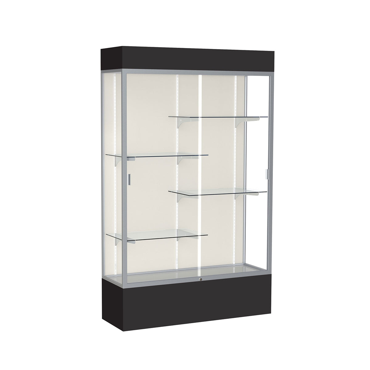 Waddell Spirit Lighted Floor Display case, 48 inches Wide, Black