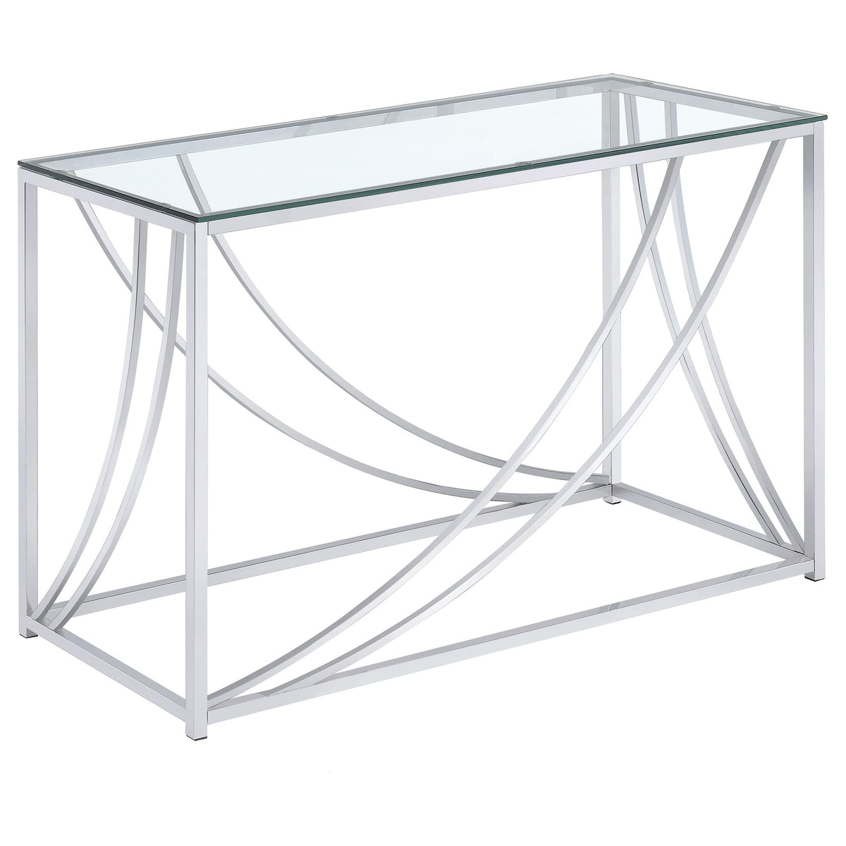 Coaster Home Furnishings Lille Glass Top Rectangular Sofa Table Accents Chrome