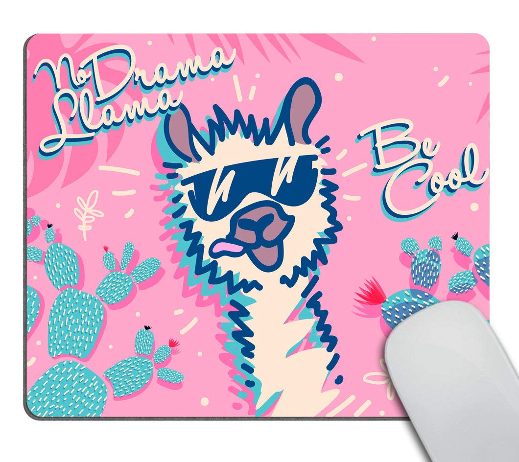 Smooffly No Drama Llama Mouse Pad, Cute Cartoon Llama, Be Cool Motivational And Inspirational Quote Personality Desings Gaming M