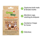 Insects Limited Greenway Clothing Moth Traps (2 Traps) - For Clothes Closets - Alternative To Cedar Balls And Moth Balls - Phero