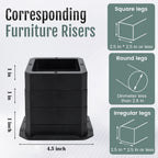 Btsd-Home Adjustable Bed Risers 1 Or 2 Inch Heavy Duty 8 Pack Furniture Risers Dorm Bed Risers Table Desks Legs Extenders Blocks