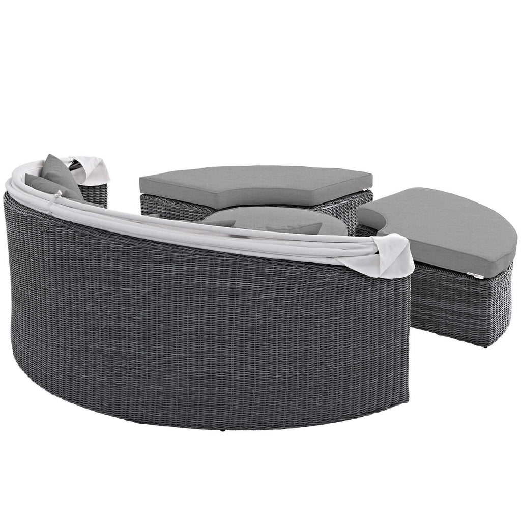 Modway Summon Outdoor Patio Daybed with Canopy and Sunbrella Cushions in Canvas Gray