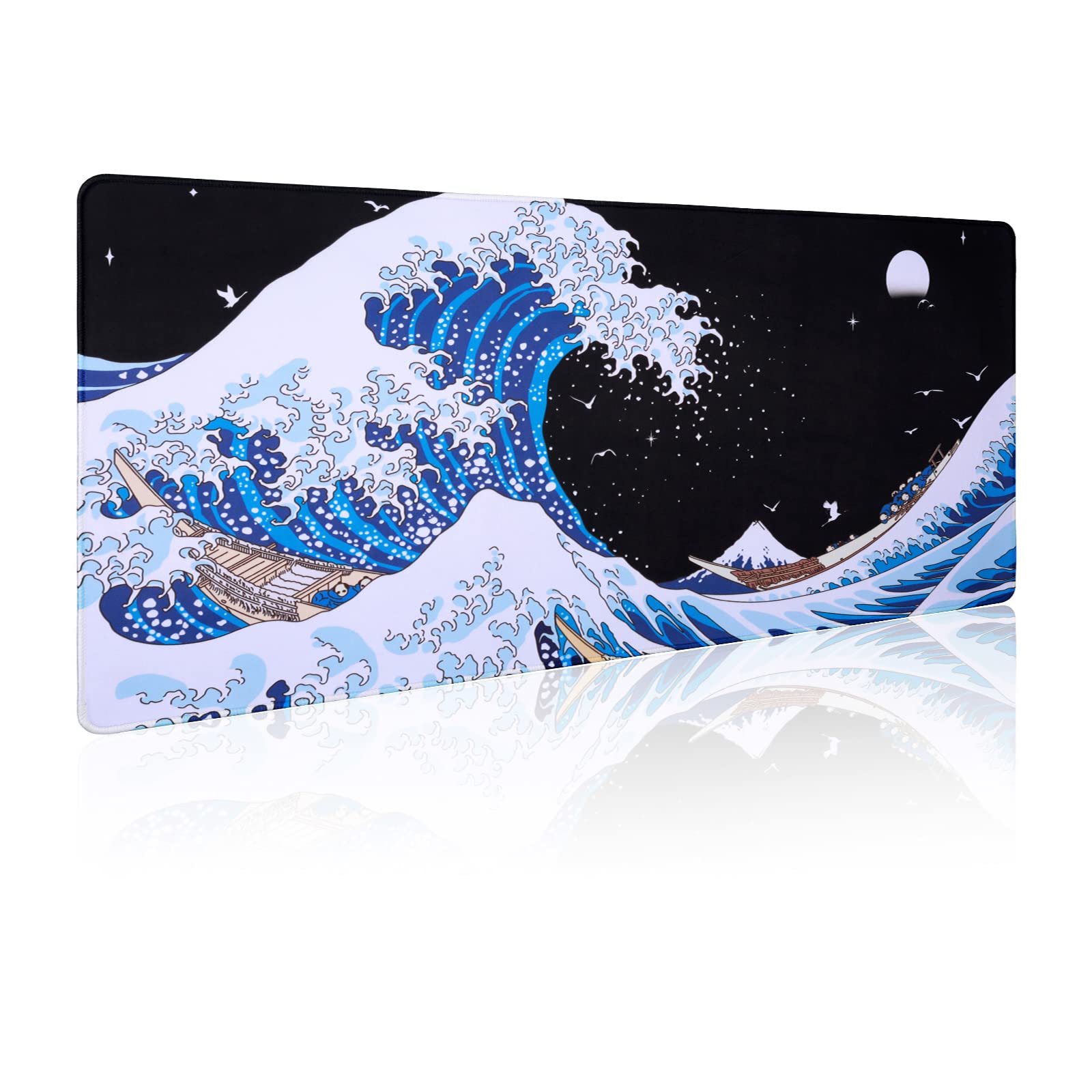 Sea Wave Japanese Art Mouse Pad Gaming Xl Large Desk Mat Long Extended Mousepad Big Table Pads Keyboard Mats For Office Home Gam