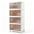 4Tier Foldable Plastic Drawer Storage with Wheels,Stackable Storage Bins with Lid,Organization and Storage Boxes for Kitchen,Cl