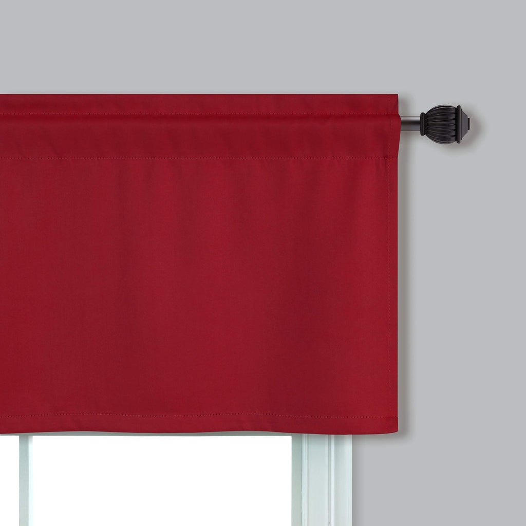 Mrs.Naturall Red Kitchen Valances 2 Pack Rod Pocket Blackout Insulated Thermal Room Darkening Short Curtain Valances For Living