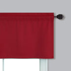Mrs.Naturall Red Kitchen Valances 2 Pack Rod Pocket Blackout Insulated Thermal Room Darkening Short Curtain Valances For Living