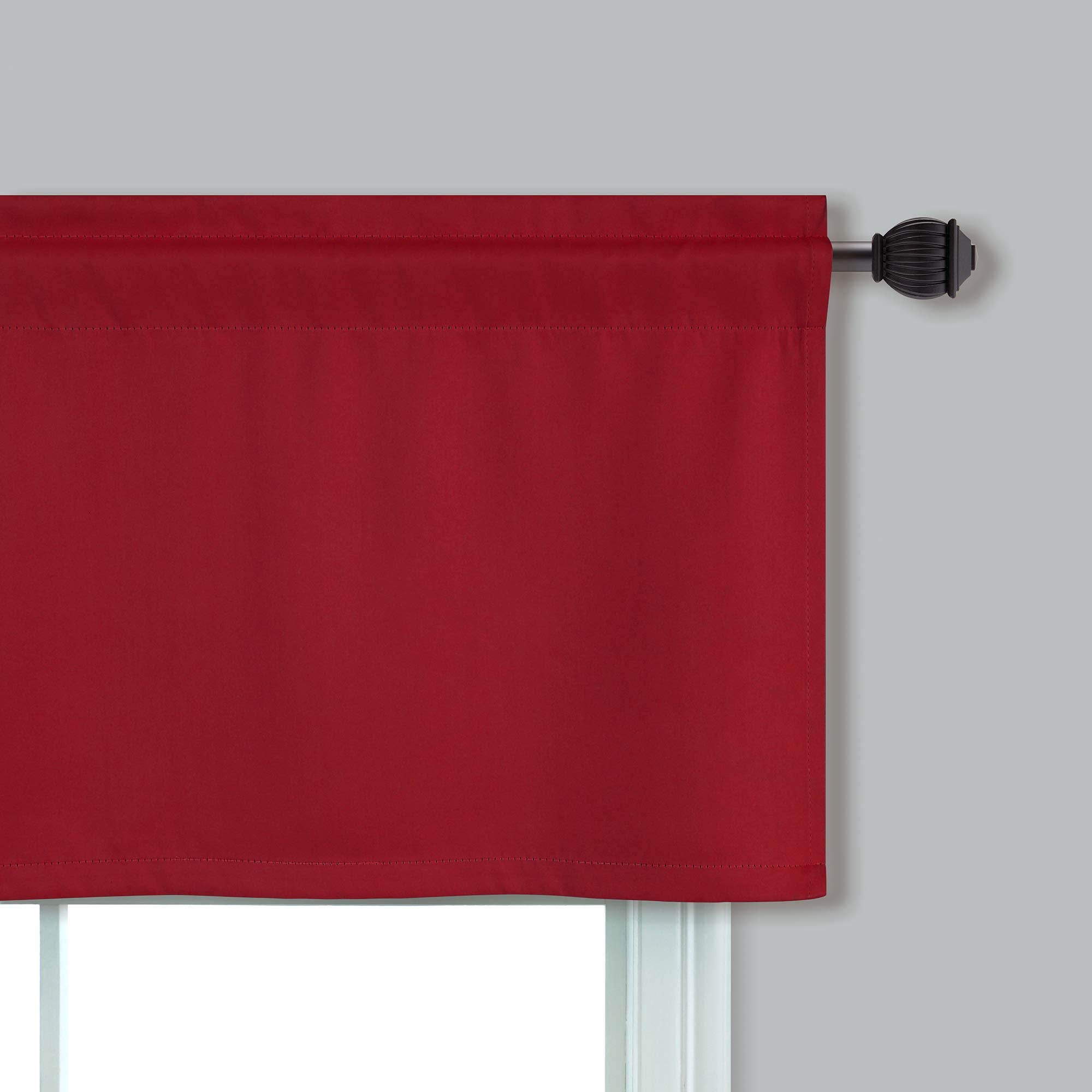 Mrs.Naturall Red Kitchen Valances 2 Pack Rod Pocket Blackout Insulated Thermal Room Darkening Short Curtain Valances For Living
