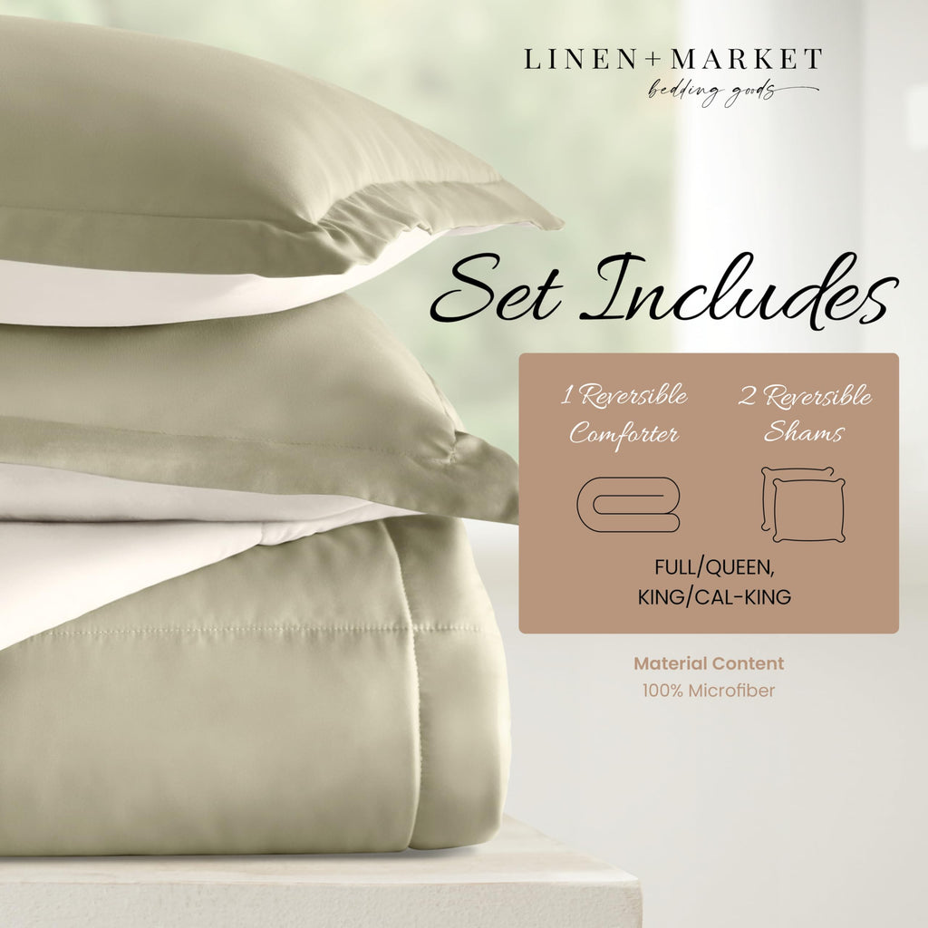 Linen Market Reversible Queen Comforter Set (3 Piece) - Bring Luxury Home With Our Soft & Lightweight Down Alternative Comforter