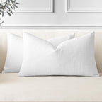 OTOSTAR Pack of 2 Throw Pillow Covers 12x20 Inch Linen White Pillowcases Farmhouse Decorative Solid Pillow Covers 30x50 cm Lumba