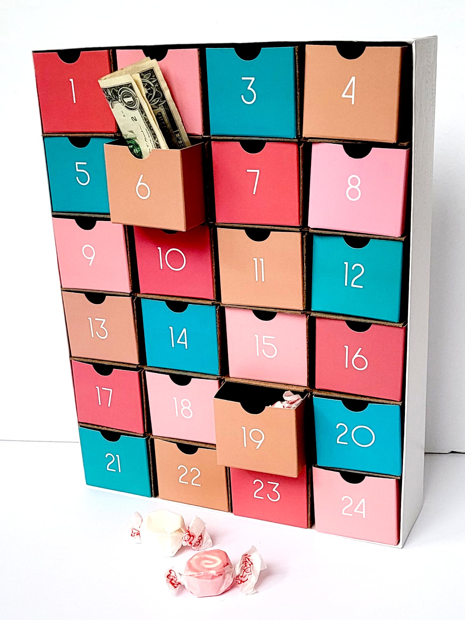 Fill-Your-Own Diy Countdown Box/Advent Calendar Minimalist Modern By Nerdy Words (Boho Inspired Colors)