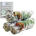 Floral White Sage Organic Smudge Sticks with Flowers 3 Pack for Cleansing Home, Meditation, Yoga, Healing and Smudging | Sustain