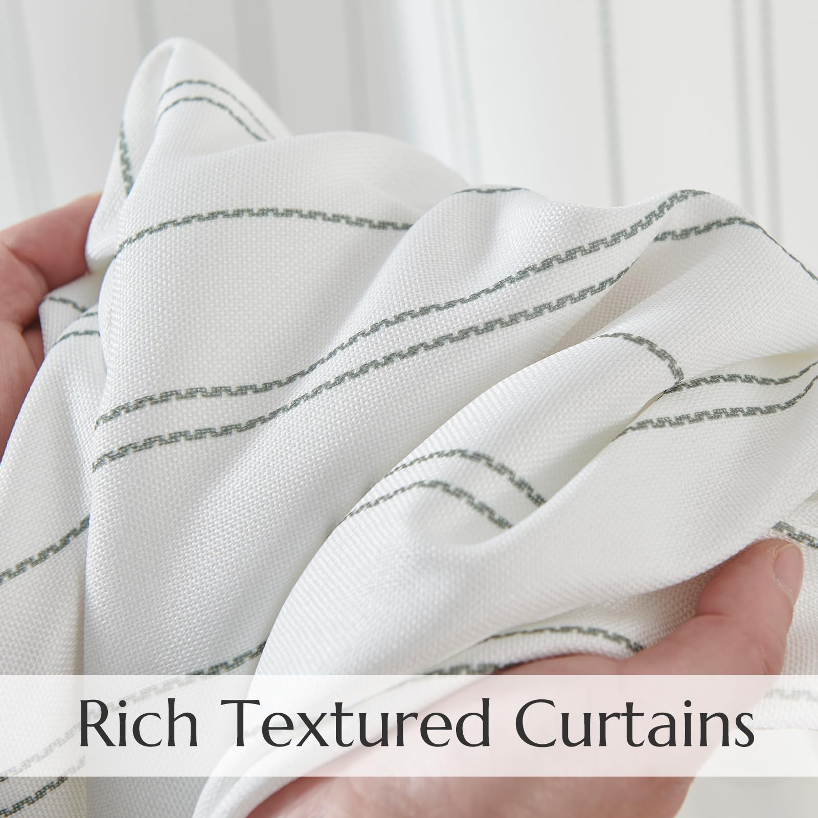 Jinchan Green And White Striped Curtains 84 Inches Long For Living Room Bedroom Green On White Curtains Pinstripe Curtains Privacy Light Filtering Rod Pocket Modern Window Curtains Set 2 Panels