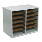 Safco 12-Compartment Wood Adjustable Literature Organizer Brown