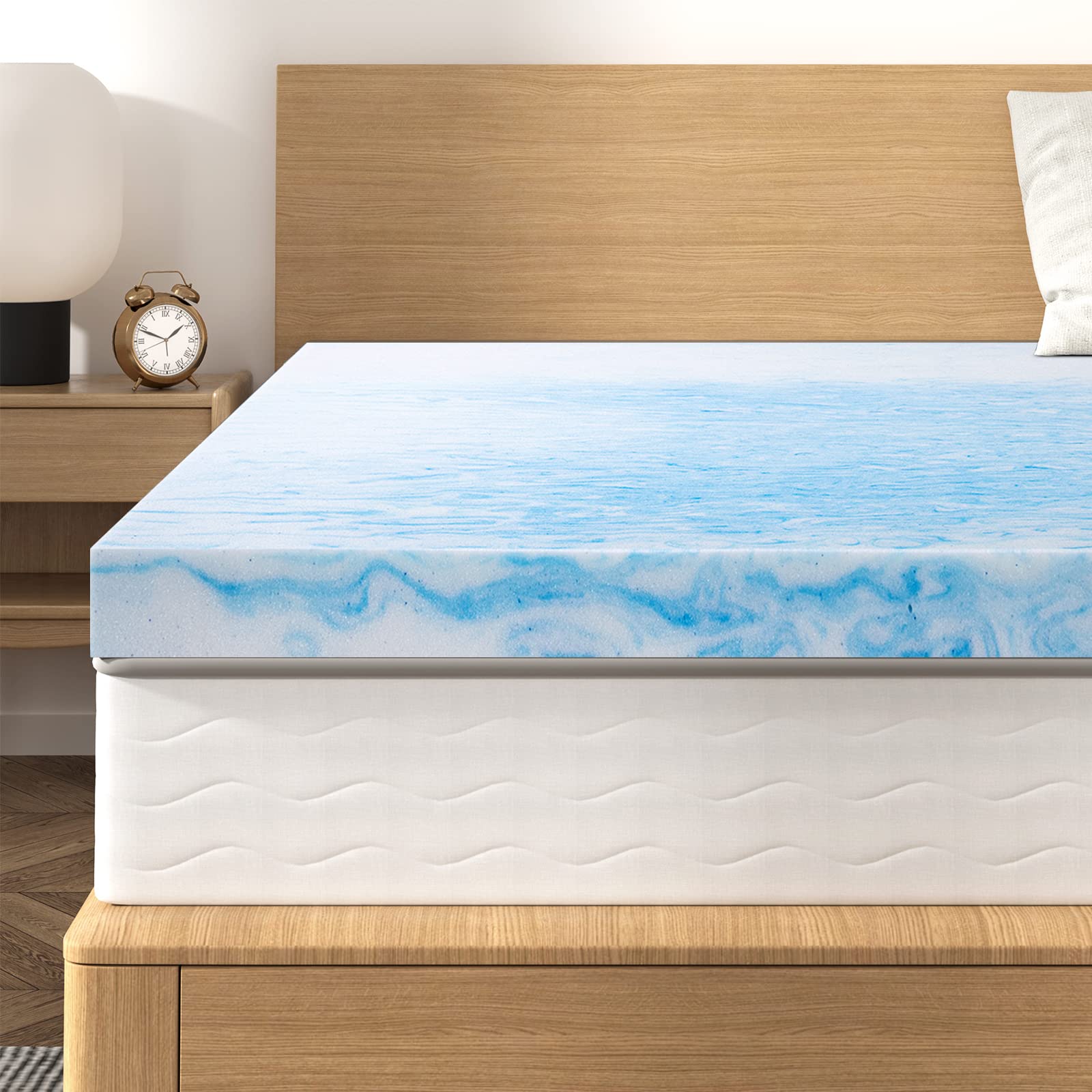 Bedstory 2 Inch Memory Foam Mattress Topper King Size, Gel Infused Swirl Memory Foam Bed Topper For Back Pain Relief, Cooling Ma