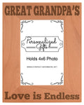 ThisWear Fathers Day Gift Great Grandpas Love Natural Wood Engraved 4x6 Portrait Picture Frame Wood