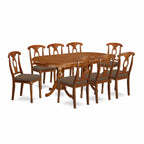 East West Furniture PLNA9-SBR-C 9 Piece Room Set Includes an Oval Wooden Table with Butterfly Leaf and 8 Linen Fabric Kitchen Dining Chairs, 42x78 Inch