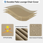 Outdoorlines Outdoor Waterproof Patio Chaise Lounge Chair Cover - Uv Resistant Lounger Covers Heavy Duty Weatherproof Patio Sofa Furniture Covers, 2 Packs, 68Wx30Dx30H Inches, Camel