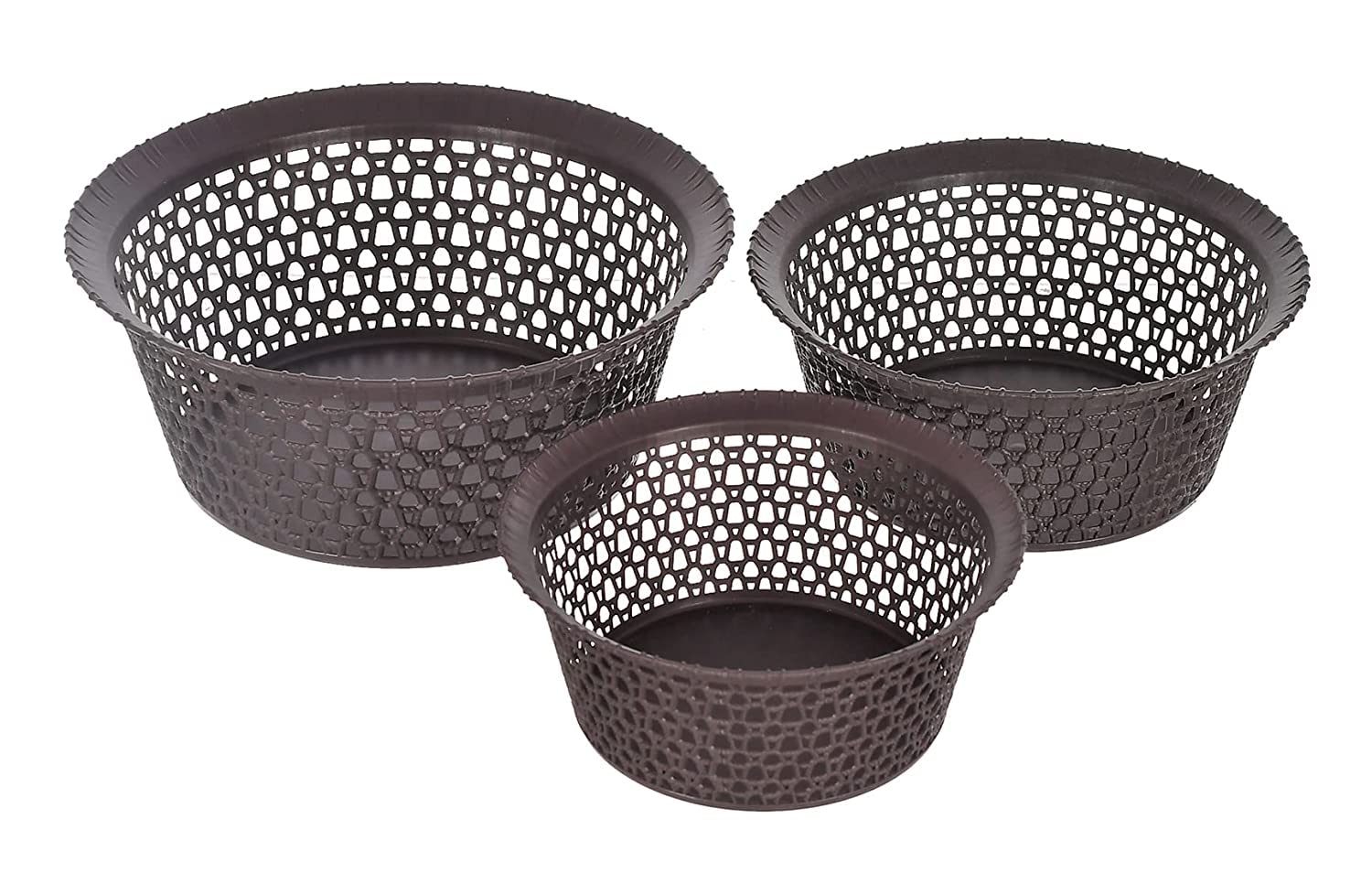 Kuber Industries Set Of 3 Stackable Plastic Basket For Storage With Lid | Multipurpose Toys, Stationery Organizers Box | Counter