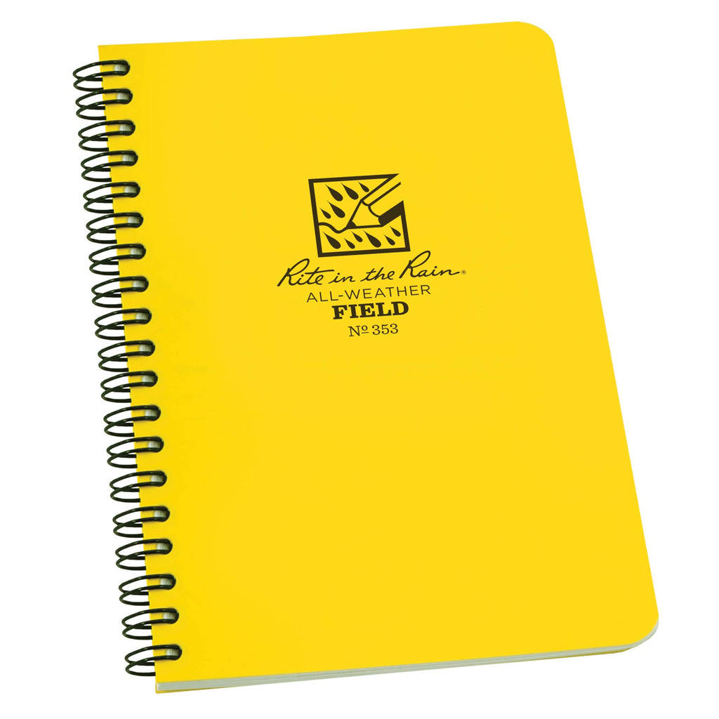 Rite In The Rain Weatherproof Side Spiral Notebook, 4 5/8' X 7', Yellow Cover, Field Pattern (No. 353)