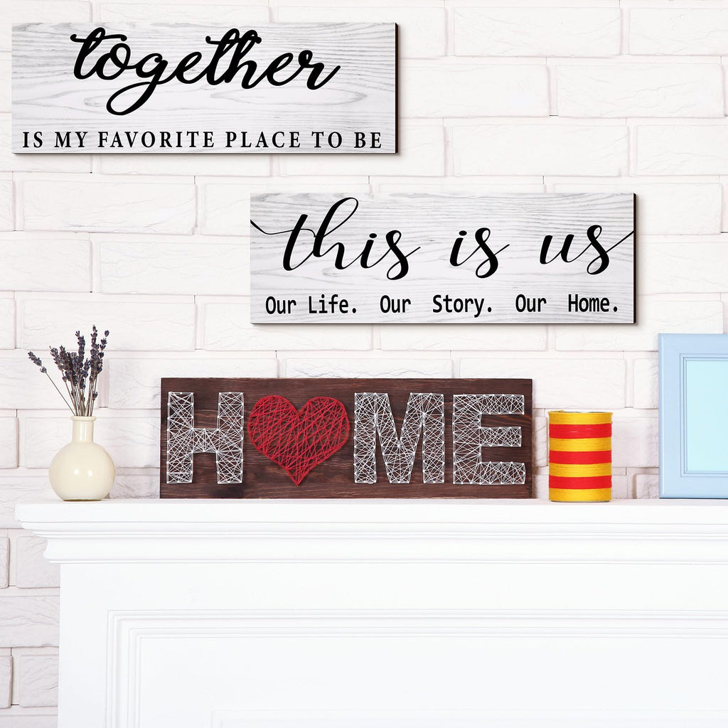 Jetec 2 Pcs This Is Us Wall Decor Home Wooden Wall Sign Family Wall Plaques Together Is My Favorite Place To Be Sign Rustic Wood