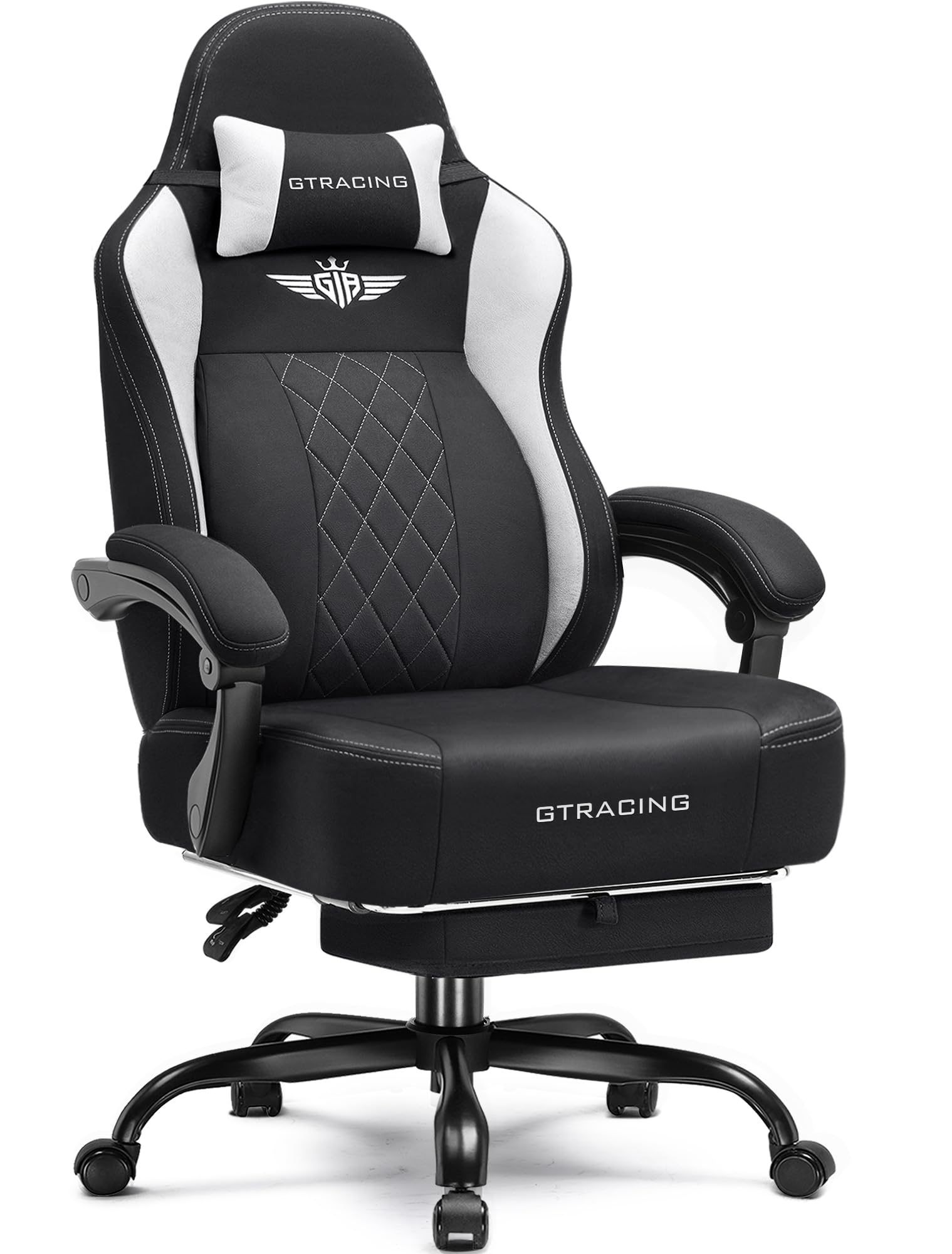 GTPLAYER Big and Tall Gaming Chair Breathable Fabric Computer Chair with Strong Lumbar Support, Comfortable Office Chairs with P