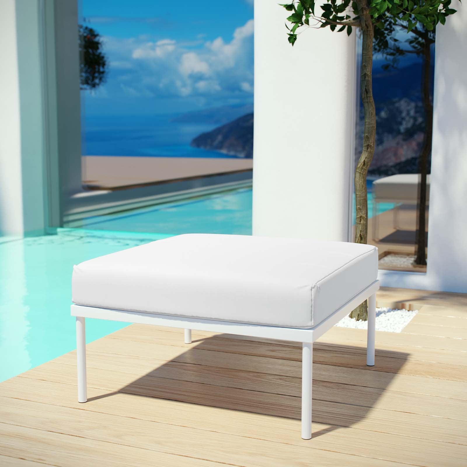 Harmony Aluminum Outdoor Patio Ottoman with Cushion - Thumbnail 3