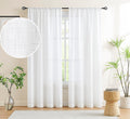 Treatmentex Semi-Sheer White Curtains For Living Room Bedroom Rich Linen Textured Privacy Window Curtain Draperies For Home Offi