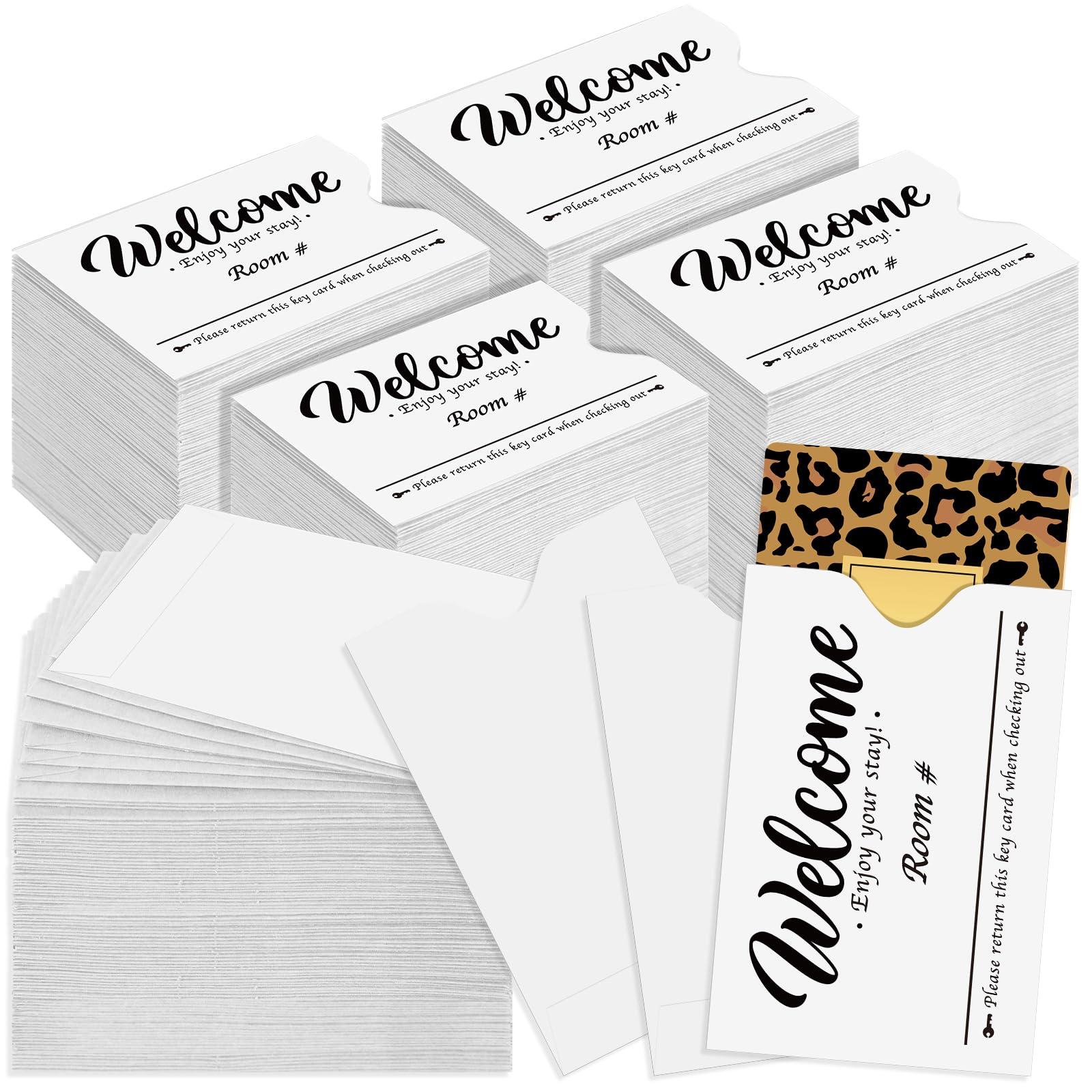 Sabary 500 Pcs Hotel Key Card 2.36 x 3.54 Inch Envelope Credit Card Protectors Cover Gift Envelope Holder Sleeves Printed Welcom