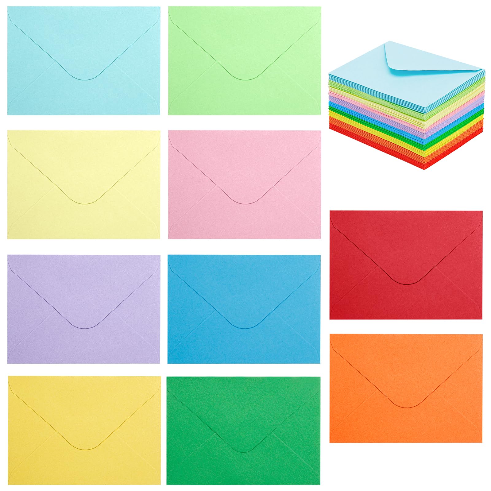 100 Pack 4 X 2.75' Colorful Mini Envelopes 120Gsm Gift Card 10 Color Envelopes Bulk Small Paper Gift Card Sleeves Greeting Card