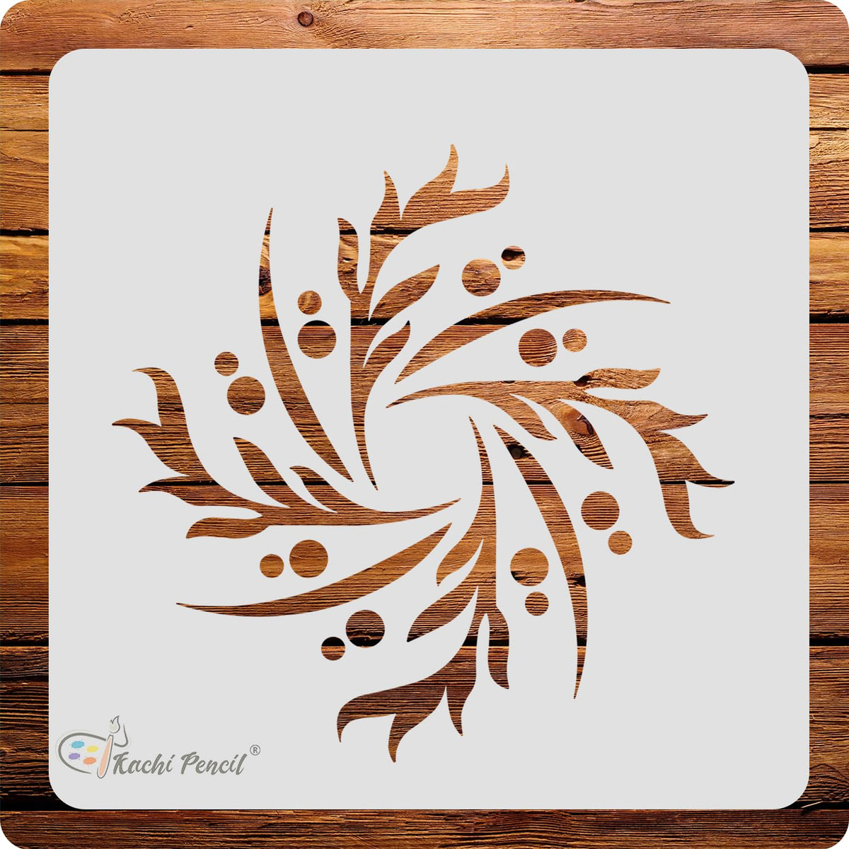 Kachi Pencil Round Pattern Design Mandala Craft Stencil for Art and Painting, Size 6 x 6 inch Reusable Stencil for Painting, Fab