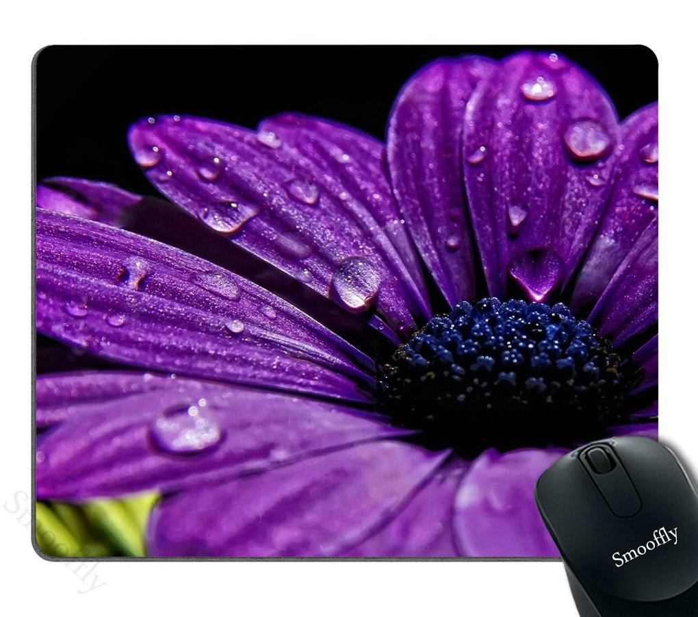 Smooffly Mouse Pad Purple Daisy Rectangle Mouse Mat Design Natural Eco Rubber Computer Desk Stationery Accessories Mouse Pads Fo