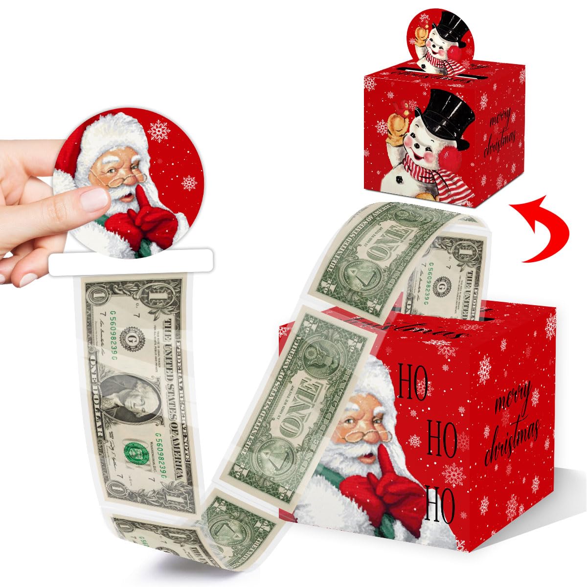 Christmas Party Gifts - Included 35 Pcs Transparent Bags, Merry Christmas Surprise Money Box For Cash, Christmas Money Holder De