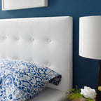 Modway Emily Tufted Button Faux Leather Upholstered Twin Headboard In White