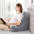 Sasttie Reading Pillow, Back Pillow For Bed Sitting Up, Taller Sit Up Pillow For Bed With Arms Support And Side Pockets, Dark Gr