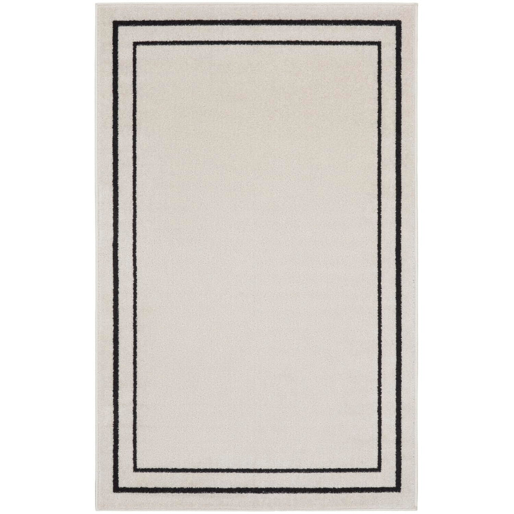 Nourison Essentials Indoor/Outdoor Ivory/Black 2' x 4' Area -Rug, Easy -Cleaning, Non Shedding, Bed Room, Living Room, Dining Ro