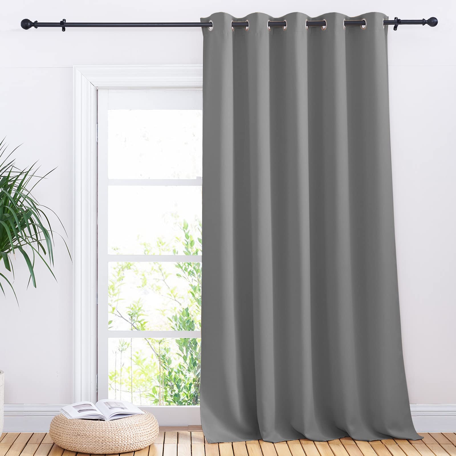 Nicetown Sliding Door Curtains, Wide Thermal Blackout Patio Door Curtain Panel, Sliding Door Drapes/Draperies With Grommet Top (Silver Gray, W70 X L95)