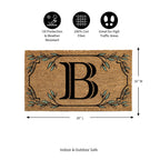 Evergreen Monogram Coir Doormat | Letter D | Front Door Mat For Outdoor Indoor Entrance | 28X16 Inches | Non-Slip Backing Doorwa